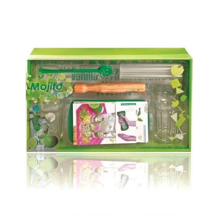 Coffret Mojito 14 Accessoires et 12 Fiches Recettes - Apero Coktail Pilon Glace Pilee - 099