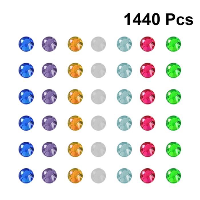 1440pcs Simple Nail Tips Glass Drill DIY Manicure Art Stickers Decals Decoration for Women Girls (Mixed Color, UV POUR ONGLES