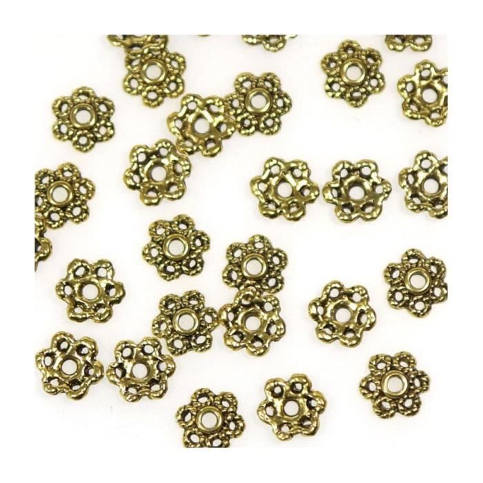 Accessoires création calottes d'ornements fleurs pour perles (5 pièces) Doré