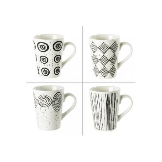 Coffret 4 tasses 18cl Noir et blanc Table Passion