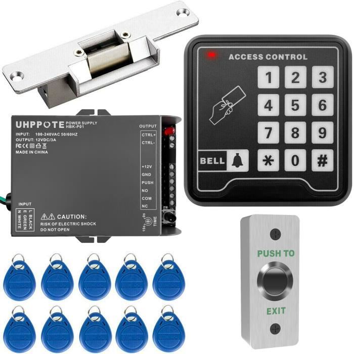 UHPPOTE Kit de système de contrôle d'accès Serrure électrique de gâche de clavier autonome RFID 125KHz