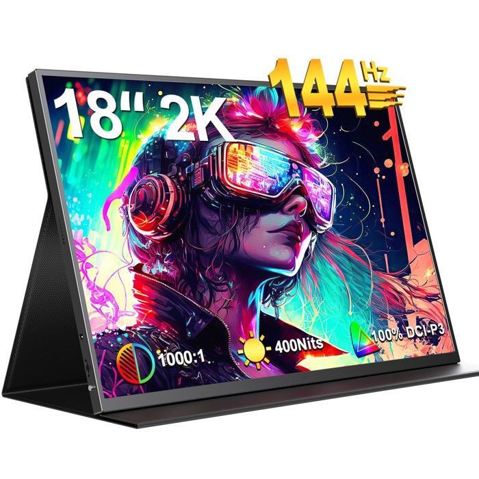 UPERFECT Moniteur de jeu portable 18 2K 144 Hz 100 % DCI-P3 pour ordinateur portable PC mobile Mac Xbox