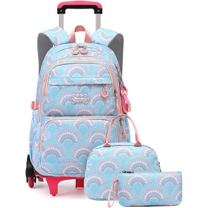 Cartable Roulette Fille Garon Primaire Sac Dos pour Enfant avec Lunch Box et Trousse pour Quotidien et couleurs multiples CARTABLE
