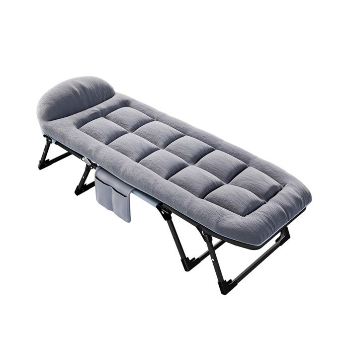 Lit de Camp Pliable avec Sac Transport Chaise longue avec Poche de Rangement Latérale et Appui-tête 10 Pieds de Support 190x71x35