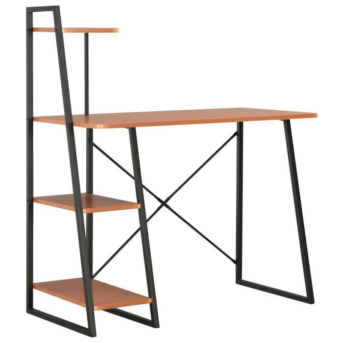 Autumn saleTable dOrdinateur/denfant/Adulte - Bureau avec étagère - Noir et marron - 102x50x117 cm XM6555