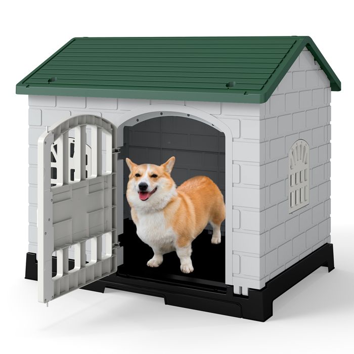 Meuble Pliable pour Chien COSTWAY Plateau Inférieur Amovible Porte Verrouillable 3 Fenêtres Toit Incliné Abri pour Animaux Vert Meuble Pliable pour Chien COSTWAY Plateau Inférieur Amovible Porte Verrouillable 3 Fenêtres Toit Incliné Abri pour Animaux Vert