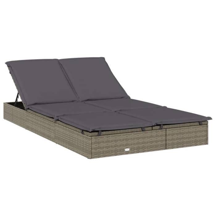 Chaise longue à（2 places Bain de Soleil Pour Vacances 2 personnes avec coussins résine tressée Hauteur: