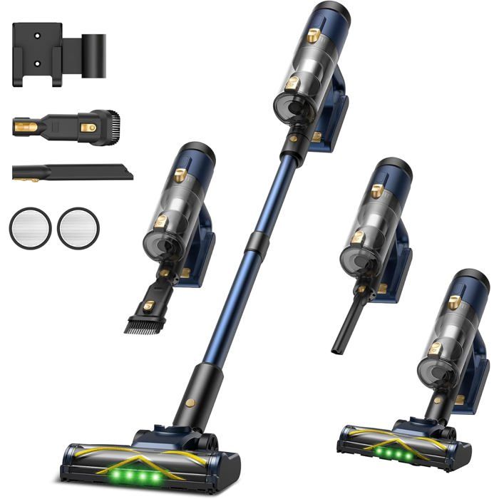 VEXILAR V12 Aspirateur balai sans fil 450W 50 kPa 50 min HEPA H11 Brosse anti‑tangle Bleu - Vexilar