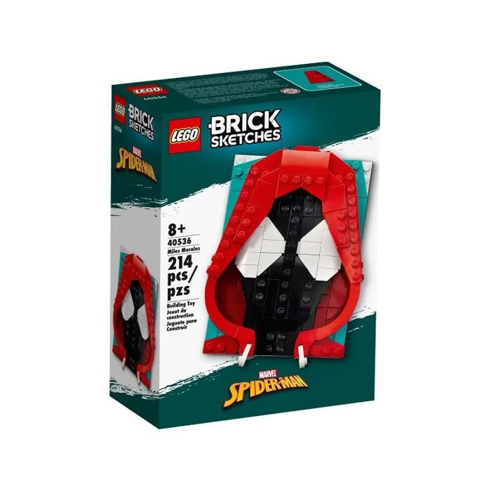 Set LEGO Brick Sketches - LEGO - Miles Morales - Œuvre dart à suspendre - Plaque base 12x16 - Marvel 8+