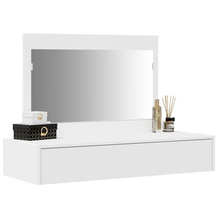 Table de maquillage murale - vidaxl - Grand tiroir - Blanche - 100x40x70 cm - Bois MDF - Style contemporain