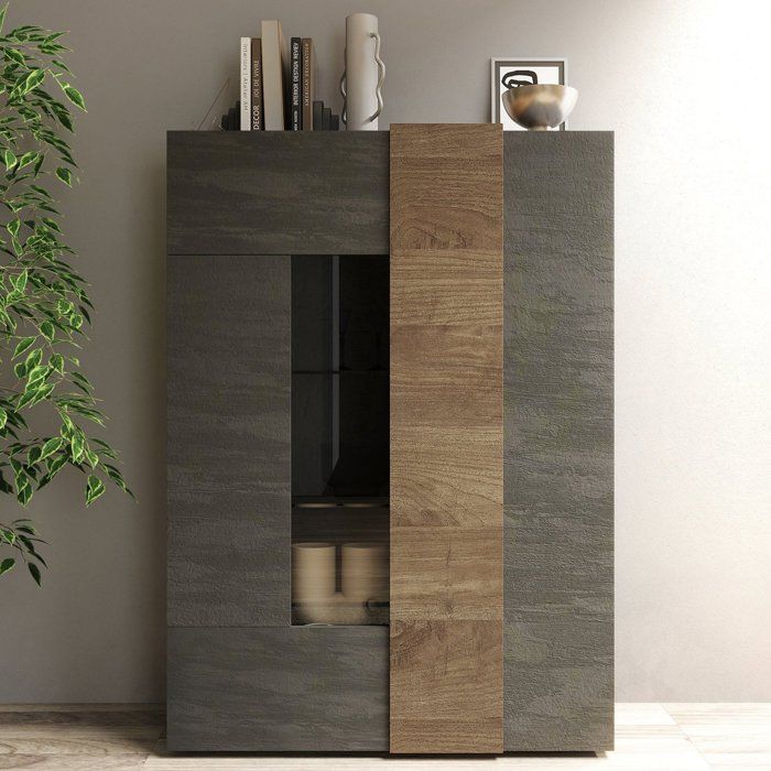Vitrine Valdagno Dmora en Bois Nobilité Marron Noyer 121x44x169h cm Vitrine Valdagno Dmora en Bois Nobilité Marron Noyer 121x44x169h cm