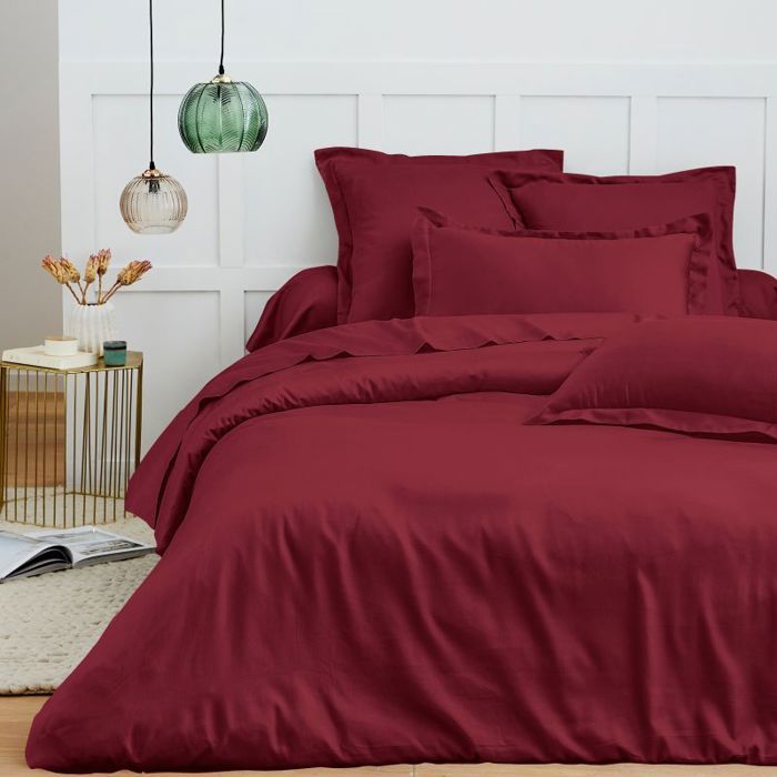 Parure de draps 6 pièces Premium pour lit 140 x 190 cm Coton Pur - Prémium Grenat - Parure de draps 6 pièces Premium pour lit 140 x 190 cm Coton Pur - Prémium Grenat -