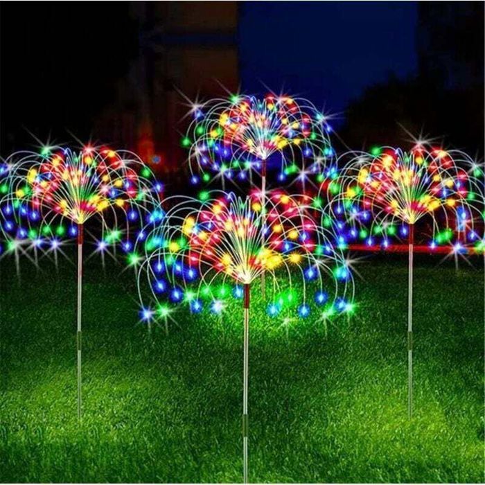 Guirlandes lumineuses solaires dextérieur - PZCC - Lot de 4 - Feux dartifice - 90 cm de haut - Étanche IP66