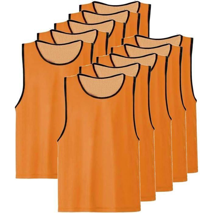 Lot de 10 Chasuble ajourée simple de taille XXlarge gilet dentrainement couleur ORANGE Lot de 10 Chasuble ajourée simple de taille XXlarge gilet dentrainement couleur ORANGE