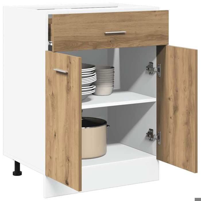 Armoire à tiroirs 1 pièce Grand espace de rangement Lyon Chêne artisanal 60x46x815 cm Bois dingénierie 35865w