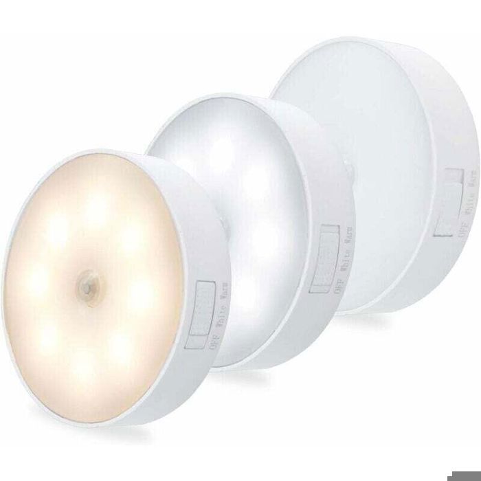 Veilleuse LED Detecteur de Mouvement Interieur Lampe Led Rechargeable par USB 1W Lumière LED Automatique avec 3 Modes pour Cuisin