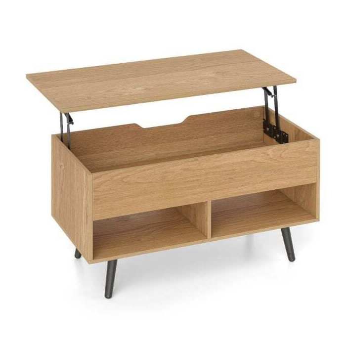 80 cm Table basse relevable avec rangement plateau relevable pour salon lecture repas et télétravail