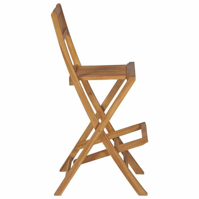 Elégance-Chic Tabourets pliables de bar dextérieur - lot de 2 - bois teck solide - 445 x 61 x 114 cm - Chaise de terrasse_0016815