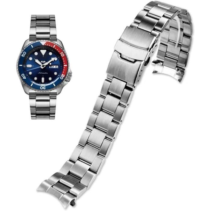 20mm-Bracelet De Montre Acier Inoxydable Avec Extrémités Incurvées Et Effilées Métallique Flexible Connectée Boucle Déployant[PP79]