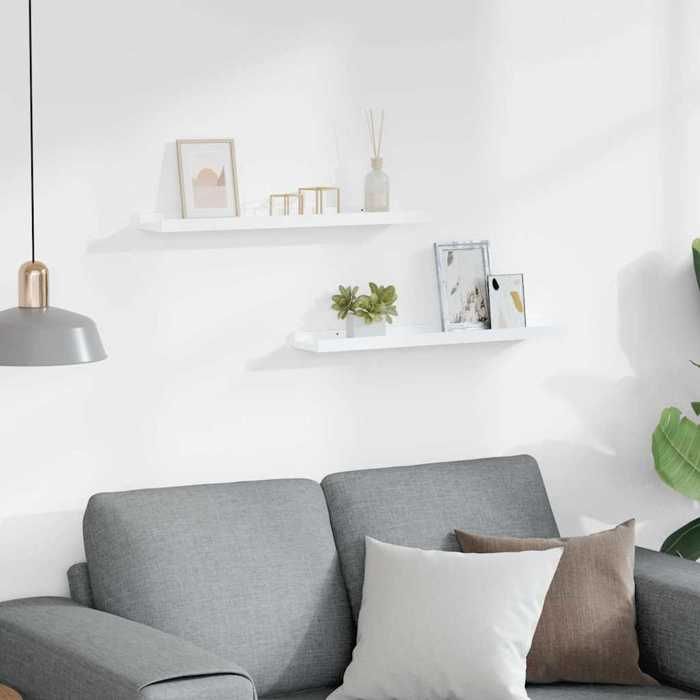 BEAU Étagère flottante - Étagères à rebord pour cadre photo - 2 pcs - salon-séjour salle de bain - Blanc - 60x9x3 cm - MDF[13214]
