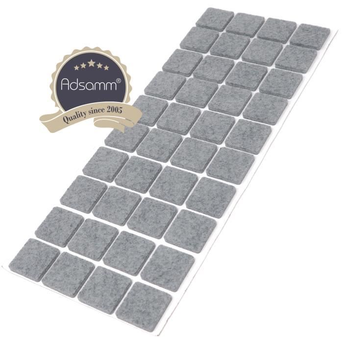 25x25 mm 3,5 mm hauteur / pat carré noir Adsamm®40 x patins en feutre 