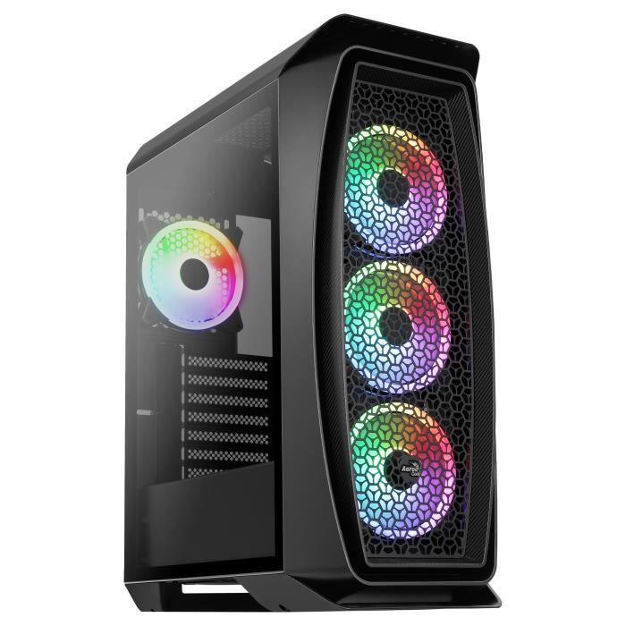 Boîtier Gamer ATX - Aerocool - AEROONEDUOBKV1 - 4 Ventilateurs ARGB - Verre Trempé - Noir