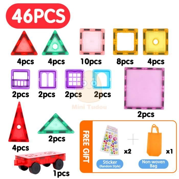 Blocs De Construction Magnétiques 48 Pièces Pour Enfants - Jouet Éducatif 3D Montessori