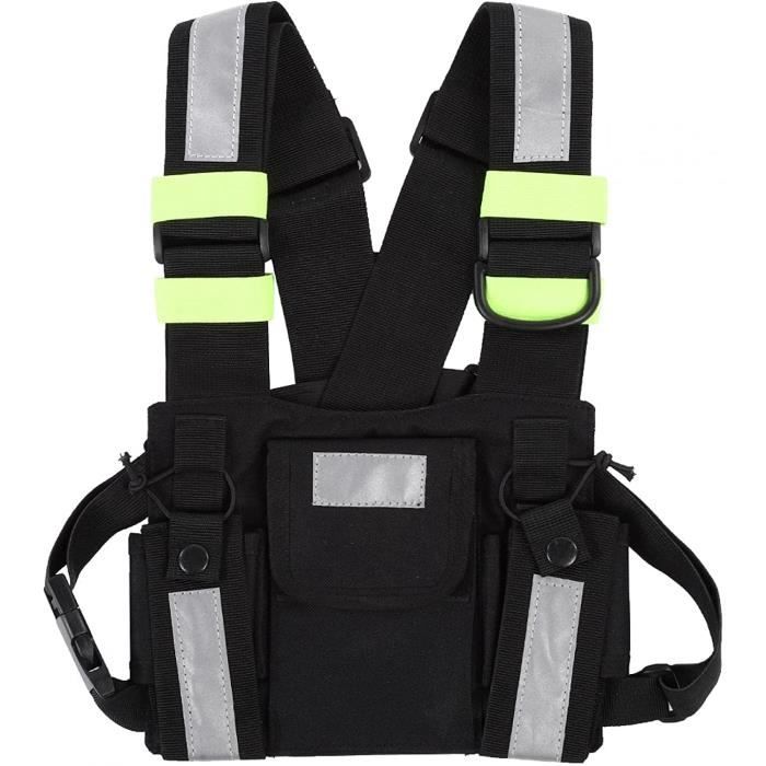 Gilet Tactique Police Jaune Ru00e9flu00e9chissant TYT Radio Harnais Tactique Pack Avant Gilet Sac De Poitrine Pochette Compatible Avec Talkie Walkie Ym Gilet Tactique Gendarmerie