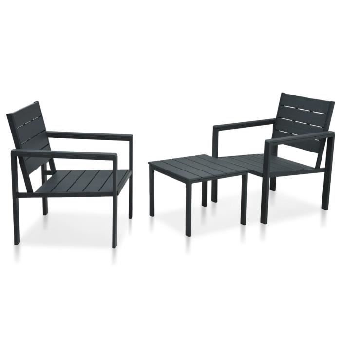 Yoshihiro Mobilier De Bistro 3 Pcs Pehd Gris Aspect De Bois