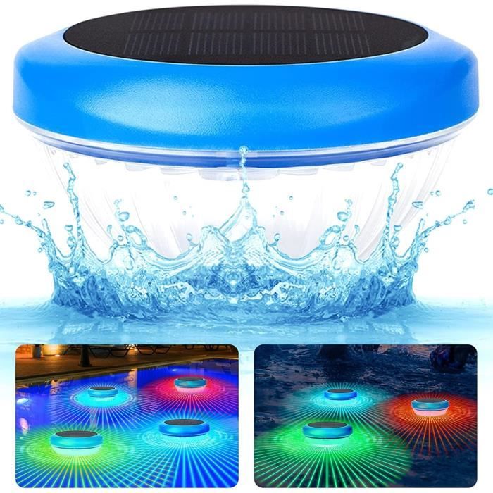 Lumière Solaire Submersible Pour Piscine - LED Multicolores, Minuterie, Télécommande, Support Magnétique, IP68, 14x9x4,4 Cm