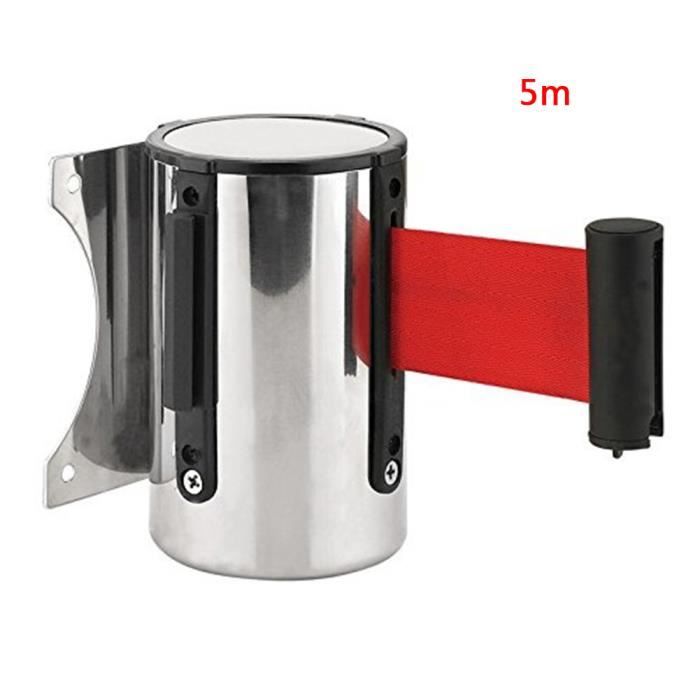 Barrière Rétractable Murale 5m – Cordon Sécurité File D'Attente, Contrôle Foule Avec Sangle Nylon