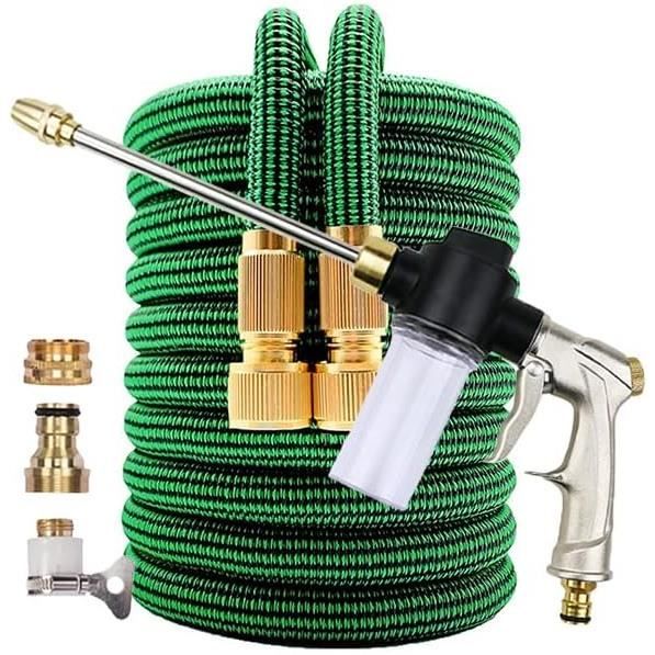 Tuyau D'arrosage Extensible 15M/50FT, Tuyau D'arrosage Flexible Avec 7 Modes De Pulvérisation, Anti-fuite, Convient Pour Le Jardin, Lavage De Voiture ( Vert