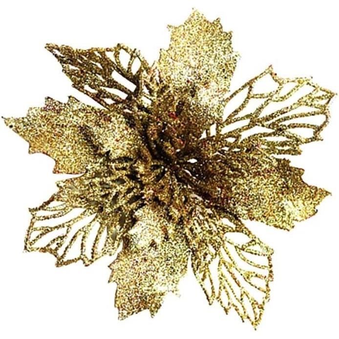 Lot De 4 Branches De Sapin De Noël Artificielles Avec Paillettes Dorées - 23 Cm, Décoration Creuse Pour Arbre, Couronne, Centre De Table