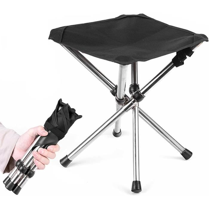 Tabouret Pliant Camping PARRYS En Cuir Et Fer, Marron, Réglable, 4.8 Lbs