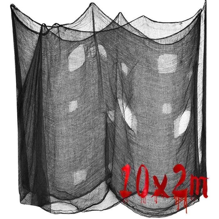 Tissu Effrayant Halloween 2m X 10m - Gaze Noire Pour Décorer Maison Hantée, Portes, Fenêtres - 5