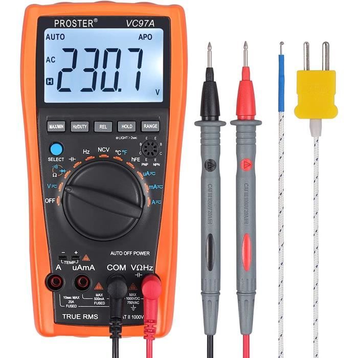 Multimètre Numérique Professionnel MESTEK TRMS - Testeur électrique Tension Courant, Neuf, Couleur Noir