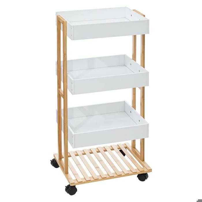 Desserte Salle Bain Lea Bambou Blanc Achat Vente Desserte