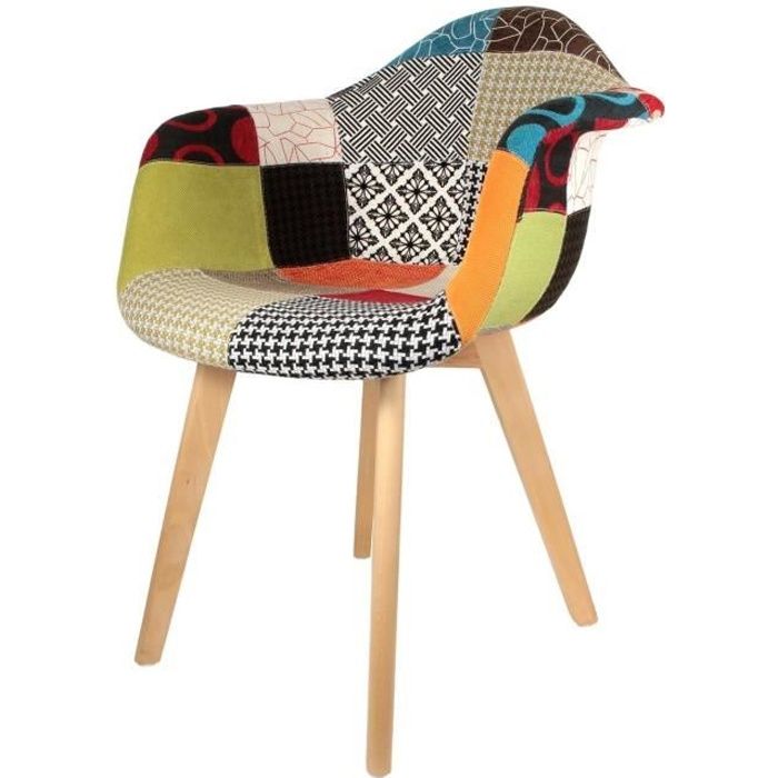 fauteuils patchwork - multicolor - style scandinave-nature - lot de 2