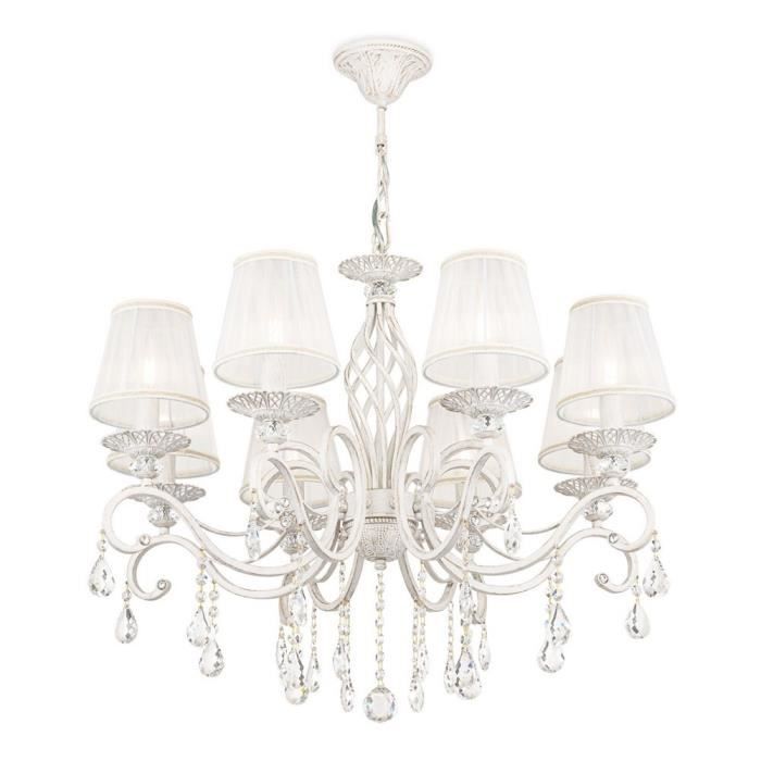 Lustre - Grace - Blanc avec or - 8 lumières - E14 - 72 cm de diamètre