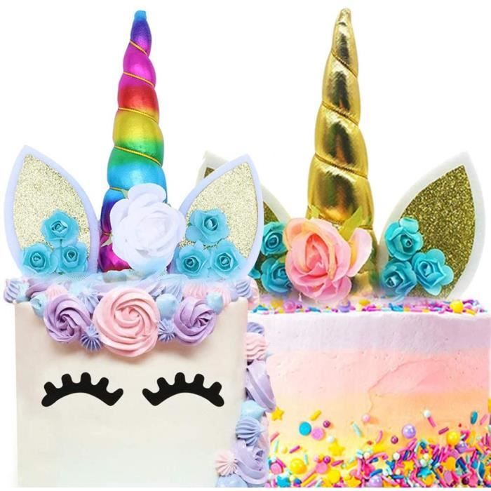 Cake Topper 2 Pieces Licorne 3d Gateau D Anniversaire Diy Decorations Pour L Anniversaire Les Filles Mariage Douche Bebe Noce 453 Cdiscount Maison