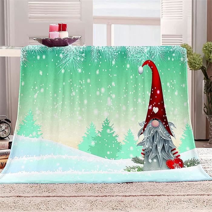 Plaid Polaire Noël 130x150 Cm Motif Père Noël - Couverture Douce Pour Canapé, Lit 1 Personne, Décoration De Saison - 6