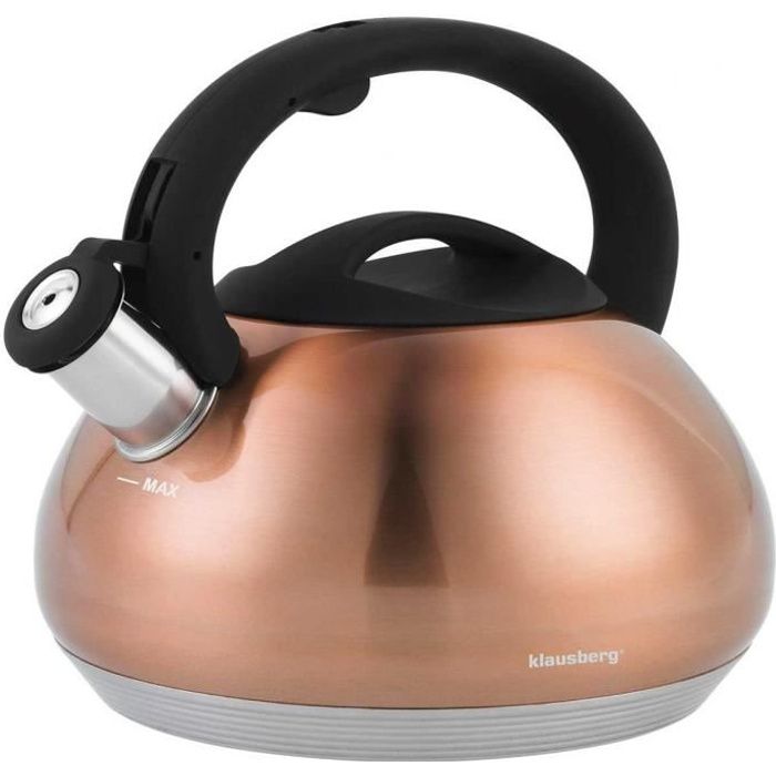 Klausberg KB-7385 Bouilloire En Acier Inoxydable Bronze 2,7L - Sifflante Induction Tous Feux