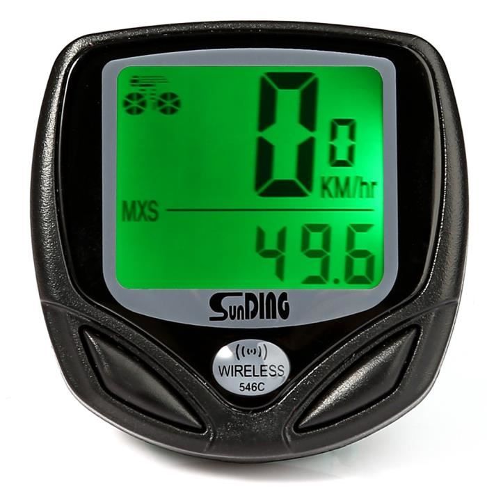 Sunding SD - 546C Résistant à l'eau sans fil Ordinateur de vélo Compteur de vitesse avec écran LCD rétro-éclairage