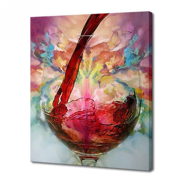 Peinture Toile A Huile Tableau Debordement Vin Verre Coupe Canvas Artistique Art Achat Vente Tableau Toile Cdiscount