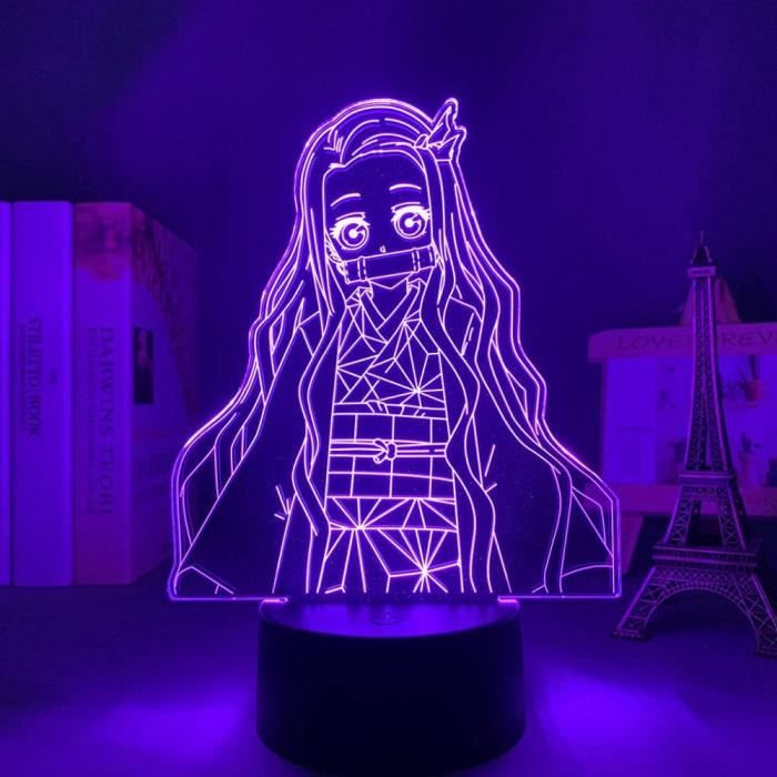 Photo de Groupe Anime Veilleuse Table Lampe LED 16 Couleurs Tanjirou Nezuko Zenitsu Lampe LED Japonais Anime Éclairage Décoratif pour Enfants Bébé 