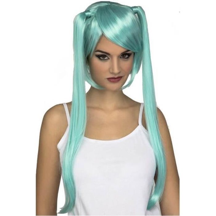 Perruque Manga Bleue Disfrazzes Couettes larges Femme Adulte