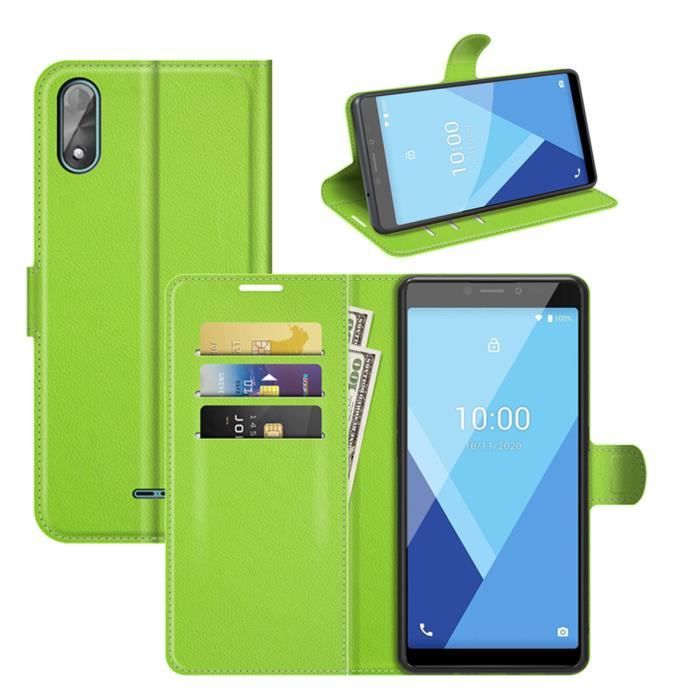 Etui Housse Wiko Y51 Vert en PU Cuir avec protection antichoc