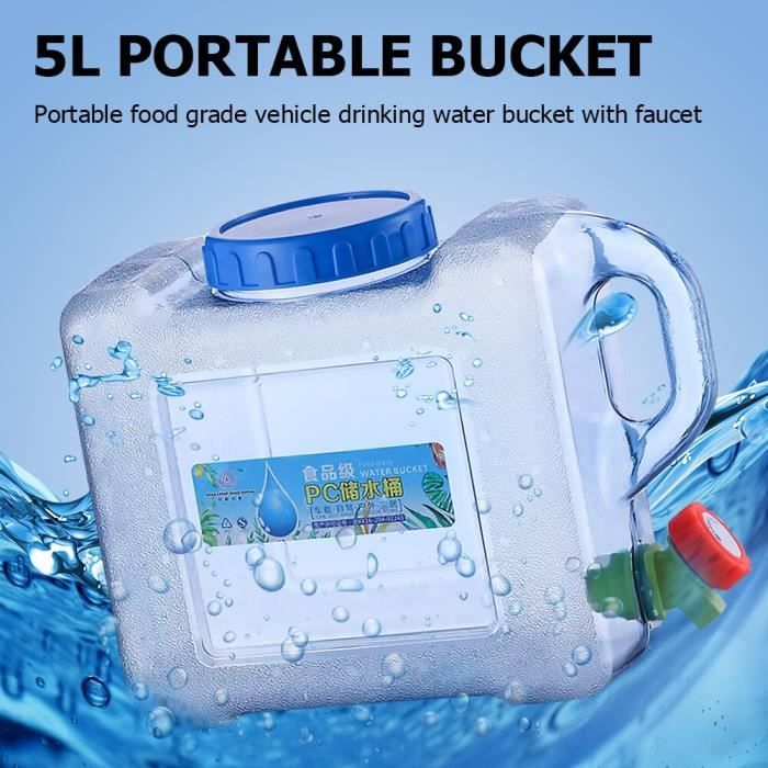 Sac d'hydratation,seau à eau pliable 5L PE,qualité alimentaire