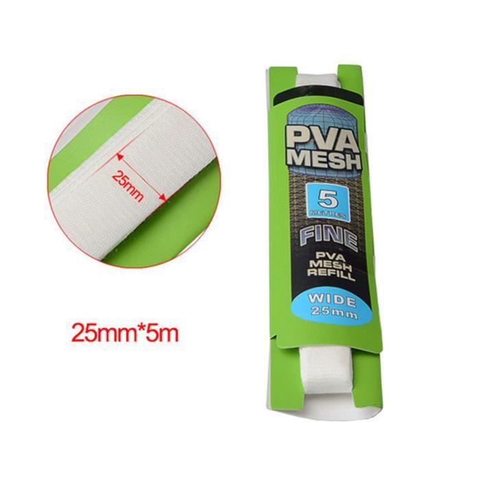 Filets Appâts PVA Solubles Pour Pêche à La Carpe - 25 Mm X 5 M, Blanc, Avec Tube De Stockage