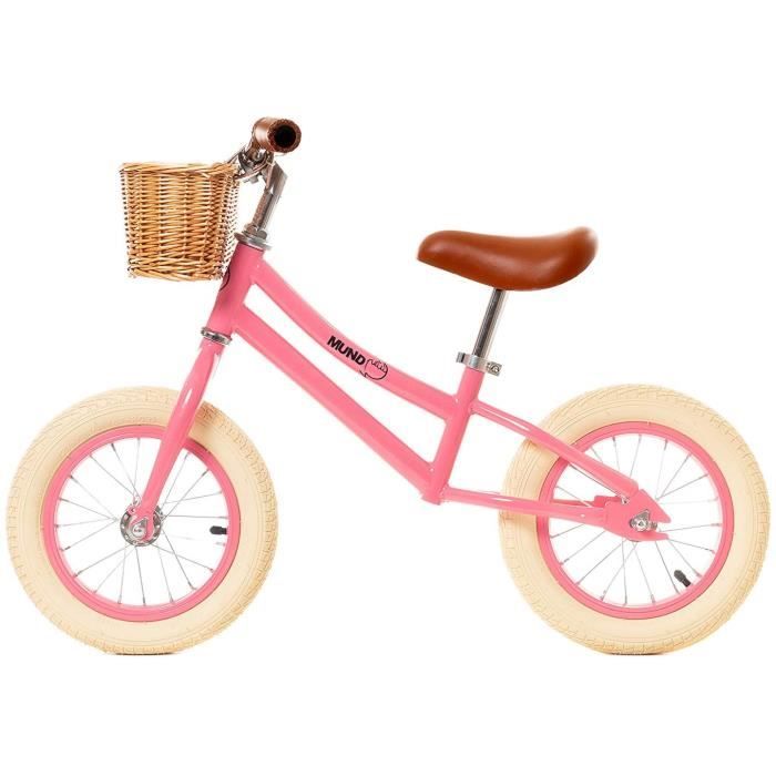 Velo sans pedale vintage hollandais 12 pouces pour enfants de 2 3 4 5 a 6 ans avec panier inclus coral Cdiscount Sport